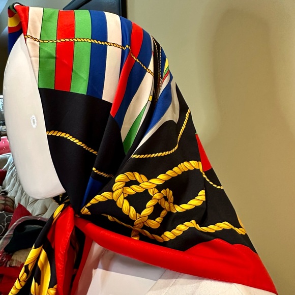 🌟HP🌟VTG Nautical Print Large Square Scarf 100% Polyester Made in Italy - Picture 5 of 7